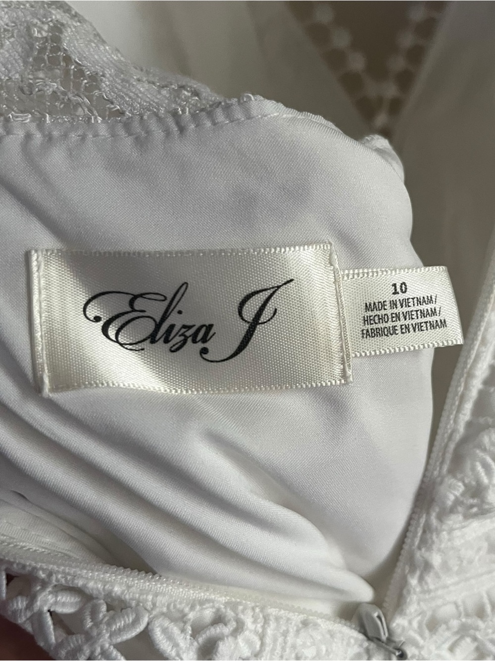 Eliza J Ivory Flounce Lace Dress Size 10 - Picture 13 of 16